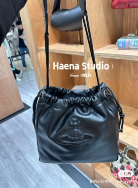 韩国直邮～黑色水桶包女单肩包～