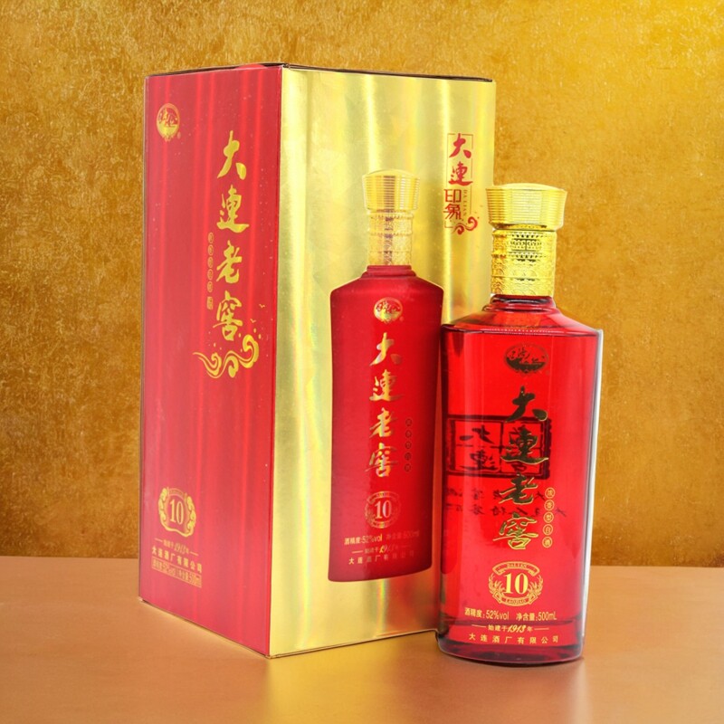 大连特产大连酒厂辽海牌大连老窖新十年52度浓香型纯粮酿制500ml