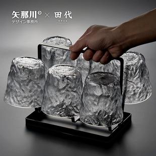 石纹玻璃水杯套装 日式 加厚家用饮料玻璃杯茶杯果汁杯高颜值杯子
