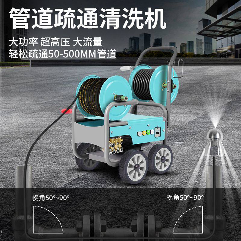 黑猫匠心220V高压管道疏通机220v380v电动大功率下水道水老鼠移动