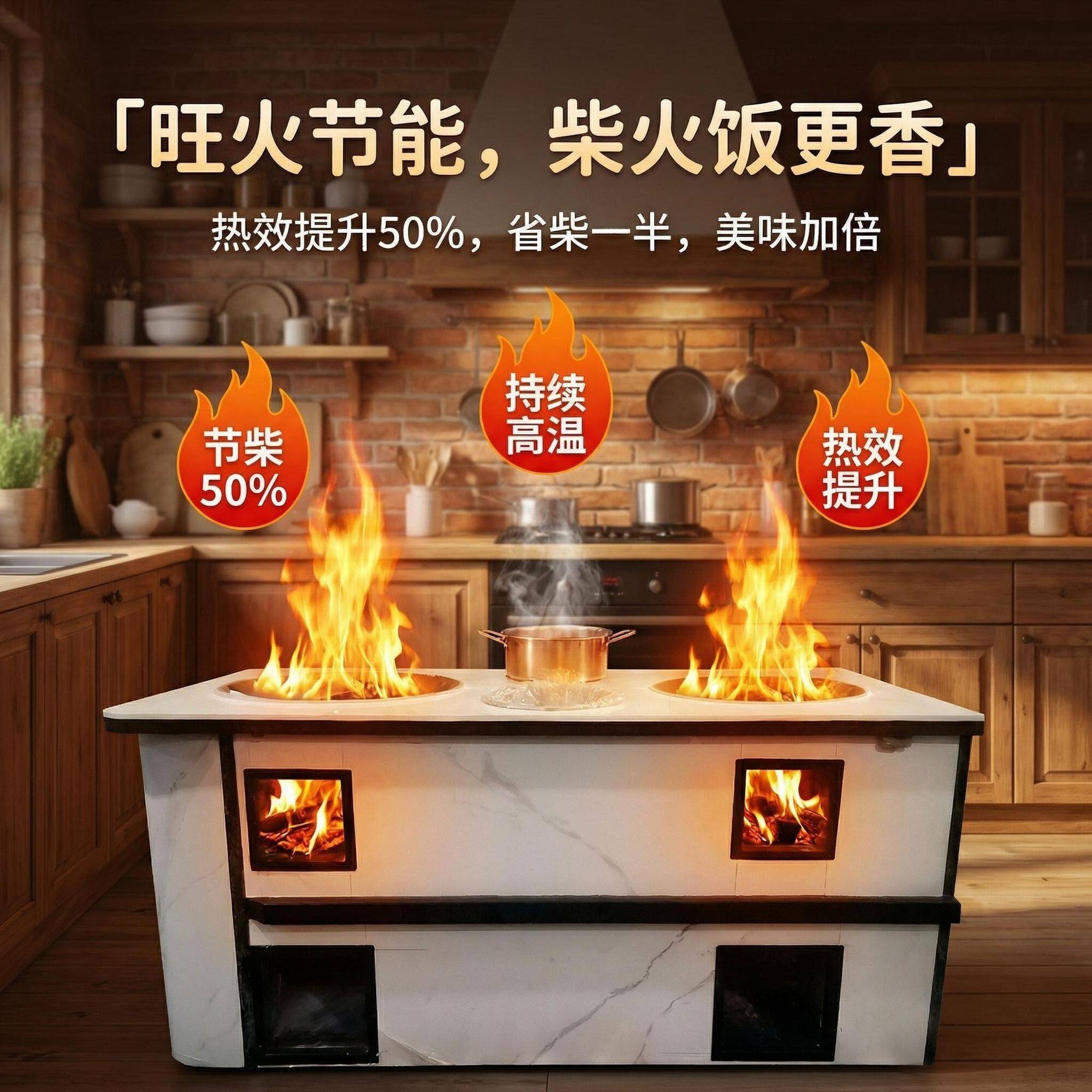 新中式无烟柴火灶农村灶台土灶移动双灶单灶热水锅送货上门可