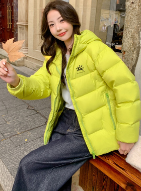 羽绒服女短款2025新款冬季加厚连帽面包服小个子情侣学生外套潮