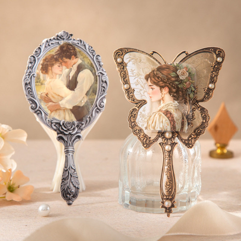 镜中旧梦硬卡贴纸复古典镜子镂空欧式浮雕宫廷仿金属素材装饰DIY