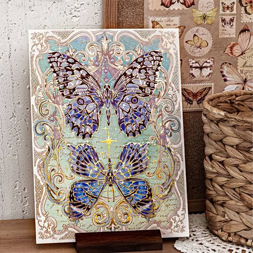 蝴蝶模切碎片拼图微缩免剪裁贴纸