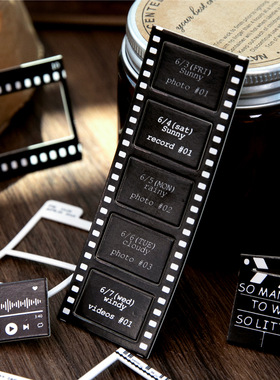 言己情绪边缘硬卡贴纸复古文艺电影感边框标签盐系DIY素材装饰