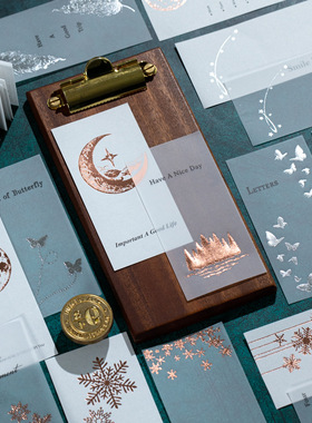 星月寄语便签本星辰飞鸟羽毛雪花蝴蝶烫金银简约DIY装饰素材纸