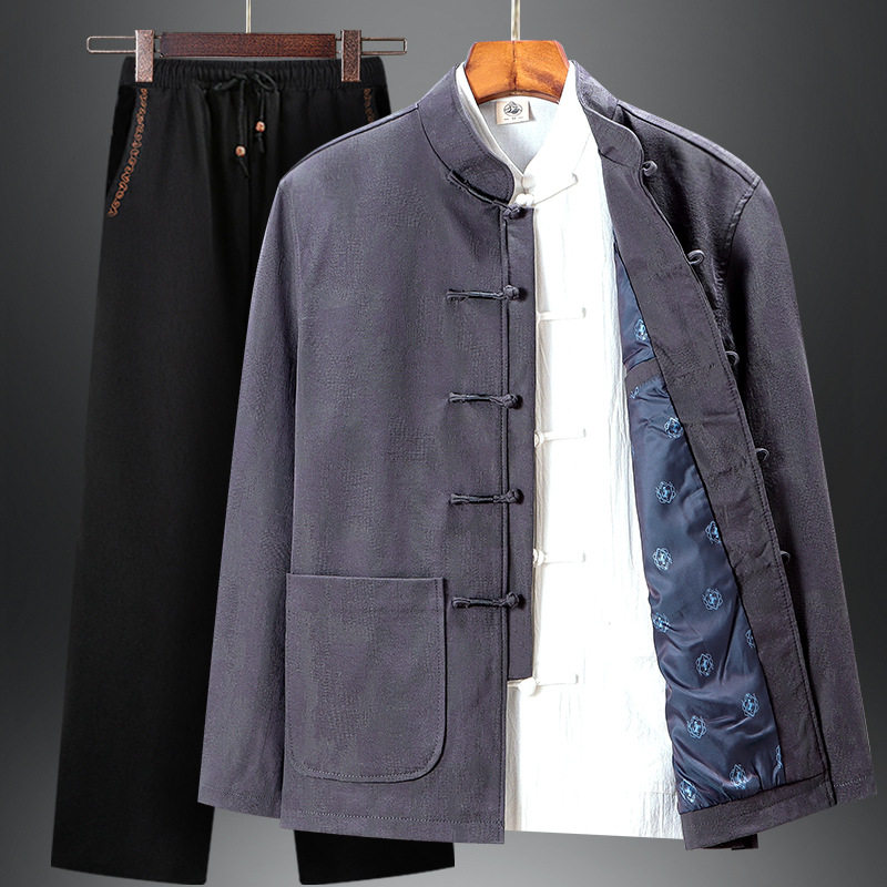 高版爷爷中老年老人中山男士春秋衣服唐装长袖爸爸中国外套男中山,男装,中山装,淘宝优惠券,粉丝福利购,淘宝优惠卷