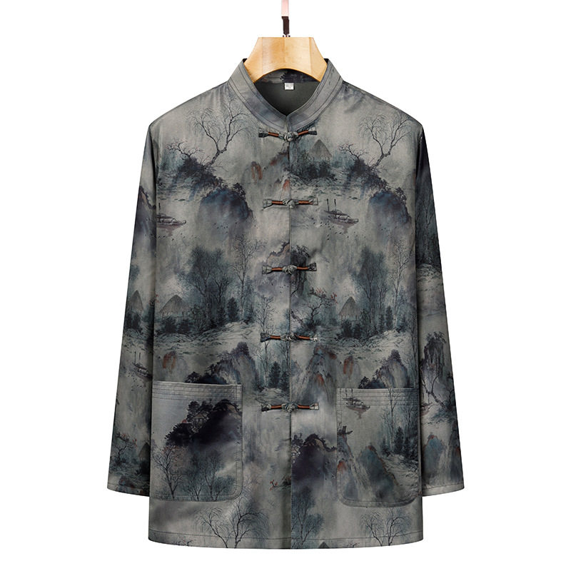 高版新款提花唐装中国风夏季男装套装大码中老年宽松短袖冰丝爸爸,男装,中山装,淘宝优惠券,粉丝福利购,淘宝优惠卷