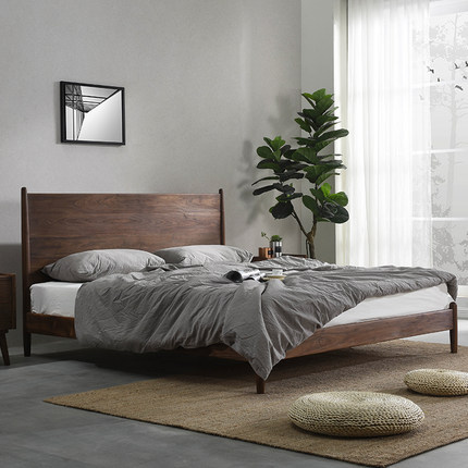 原创 纯实木白橡木黑胡桃木中式日式北欧丹麦1.8实木双人床定制