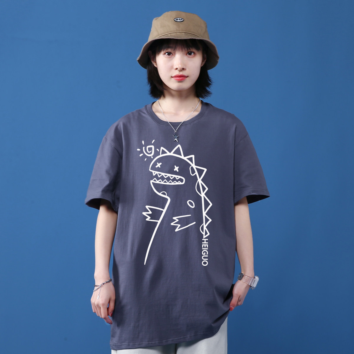 短袖男潮牌纯棉2021新款宽松半袖百搭ins潮流港风t恤夏天衣服P20,男装T恤,星座414A-2（原B215-2）