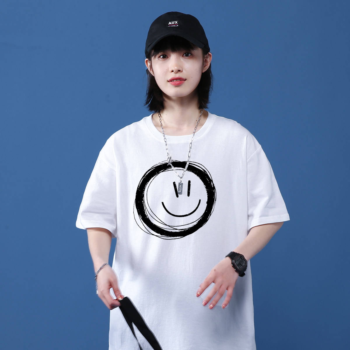 宽松潮牌港风上衣服T恤情侣短袖男女2021夏季男装潮流大码半袖,男装T恤,星座414A-2（原B215-2）