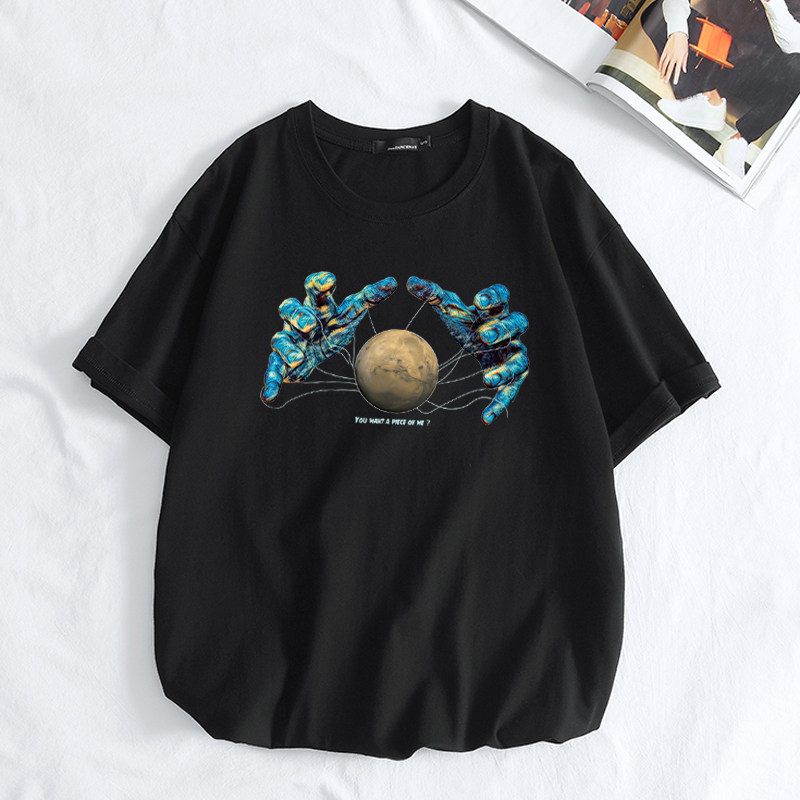 短袖t恤男2021新款日系宽松宇航员印花上衣服潮流ins时尚百搭,男装T恤,星座414A-2（原B215-2）