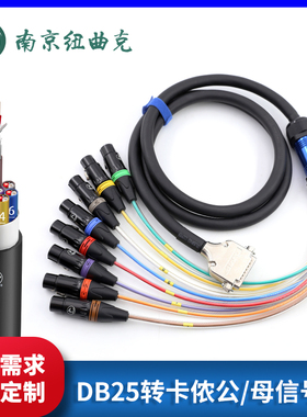 佳耐美调音台DB25音频线8卡侬音频8通道多讯道话筒辫子线扇尾线