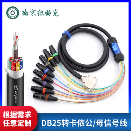 佳耐美调音台DB25音频线8卡侬音频8通道多讯道话筒辫子线扇尾线