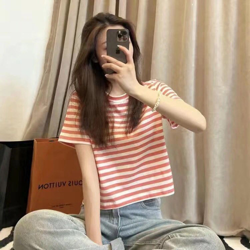 短袖t恤条纹纯棉女上衣