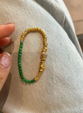 小红书爆款复古精致绿色串珠盘缠手链轻奢高级感时尚百搭气质手饰