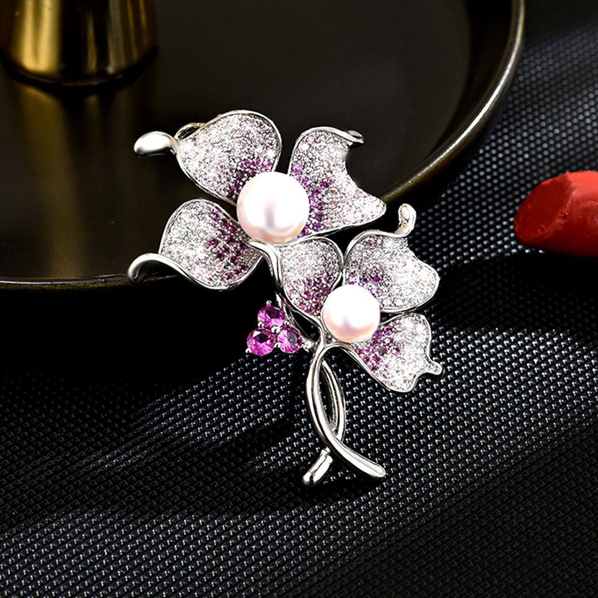奢华精致高档渐变锆石花朵胸花欧胸针