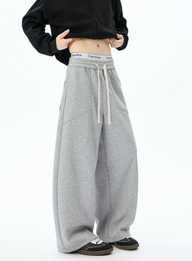 ZMGEEN美式卫裤男秋季灰色直筒宽松百搭弯刀裤潮牌阔腿垂感休闲裤