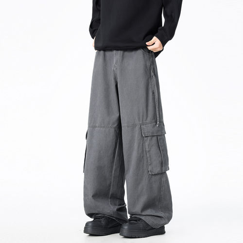 ZMGEEN冬季加绒工装裤男女美式复古宽松直筒裤子大码户外休闲长裤