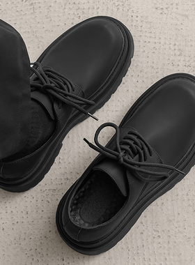 皮鞋男款2025新款黑色商务休闲鞋高级感上班工作鞋增高厚底德比鞋