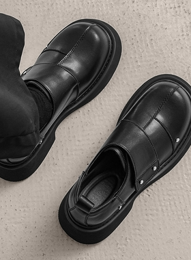 男士皮鞋2025新款潮流大头鞋子高档休闲男鞋年轻人增高厚底德比鞋