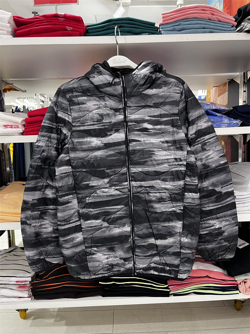 班尼路男装秋冬新款简约轻薄保暖迷彩羽绒服秋冬时尚休闲连帽外套