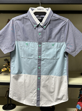 班尼路夏季新品IPZ 男青年时尚潮流拼色纯棉短袖翻领衬衫38604011