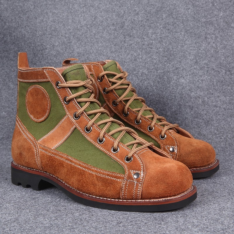 65伞兵靴 经典复古短脸工装靴跳伞靴高帮翻毛皮鞋户外靴运动系带