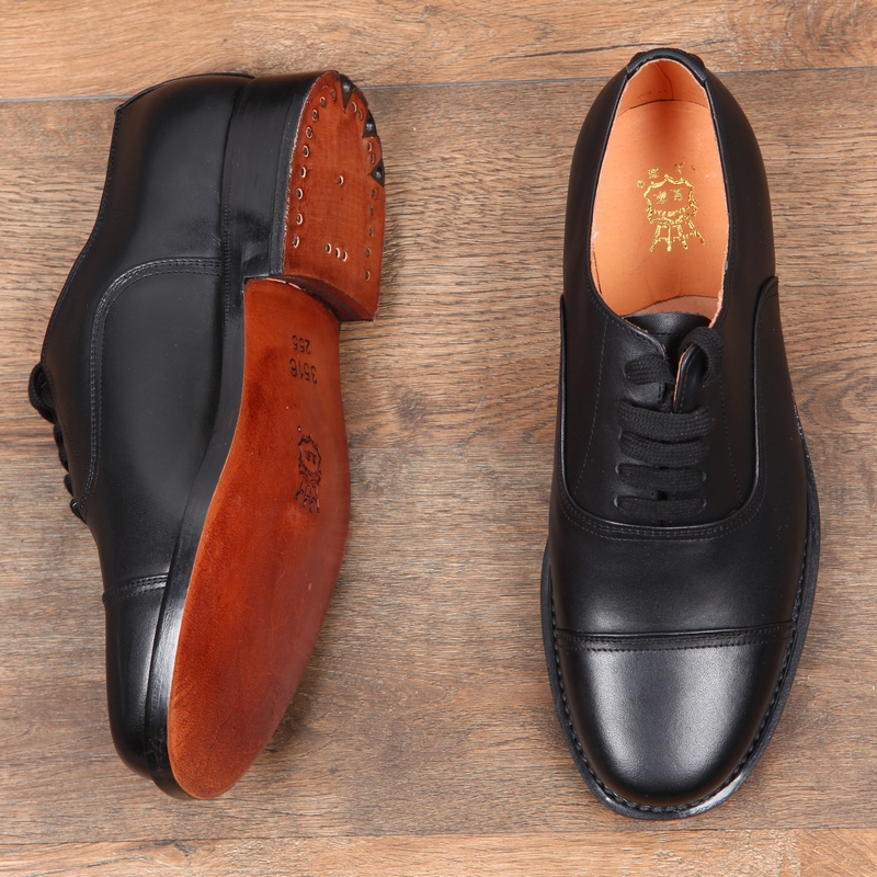 复古风三接头大码宽松中年皮鞋