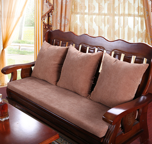 新款L加厚海绵玉米毛绒红实木沙发坐垫单三人木头沙发座垫可拆洗