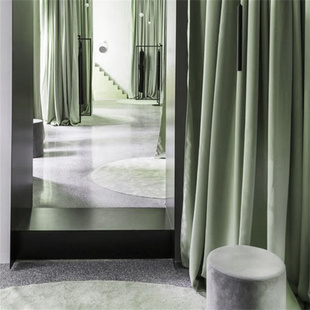 轻奢丝绒窗帘豆蔻绿系浅绿色天鹅绒布帘简约客厅卧室遮光飘窗布帘