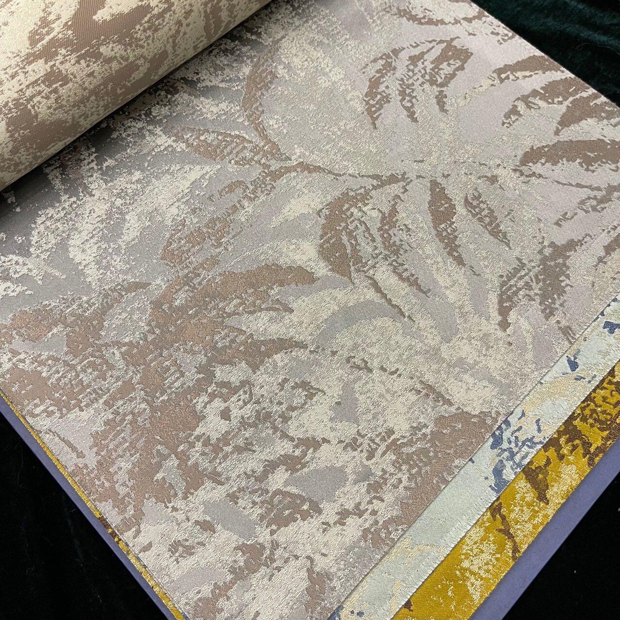 美式新中式叶子提花窗帘加厚简约竹子简欧别墅高档客厅卧室遮光帘