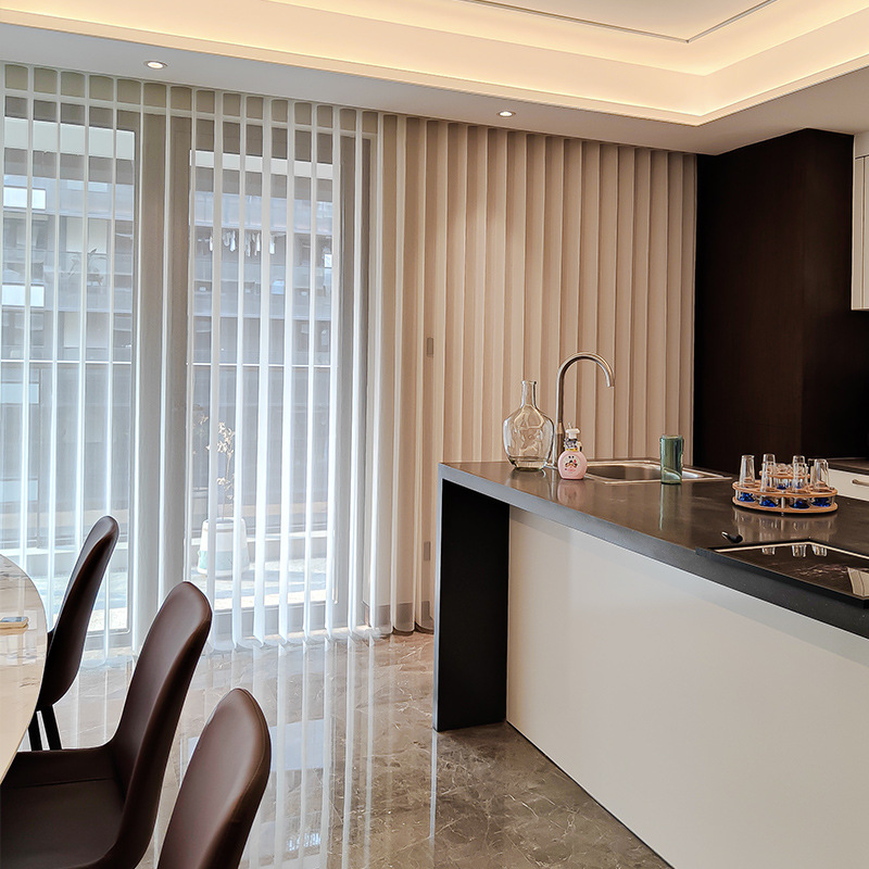 成都电动智能梦幻帘垂直帘竖百叶帘客厅阳台遮光手动梦幻窗帘安装