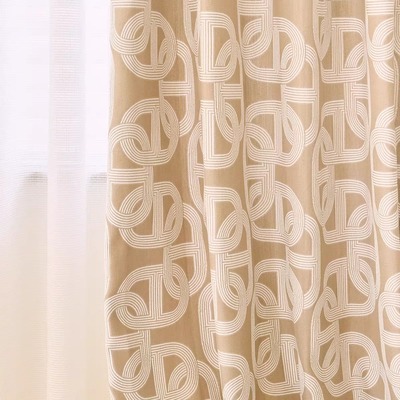 轻奢法式复古奶茶色色织提花窗帘