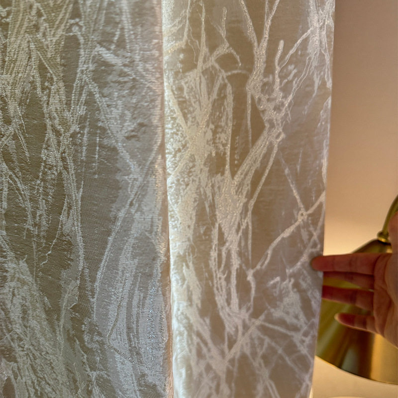 法式浪漫高奢大理石纹窗帘高精密金丝线提花卧室客厅欧式别墅定制