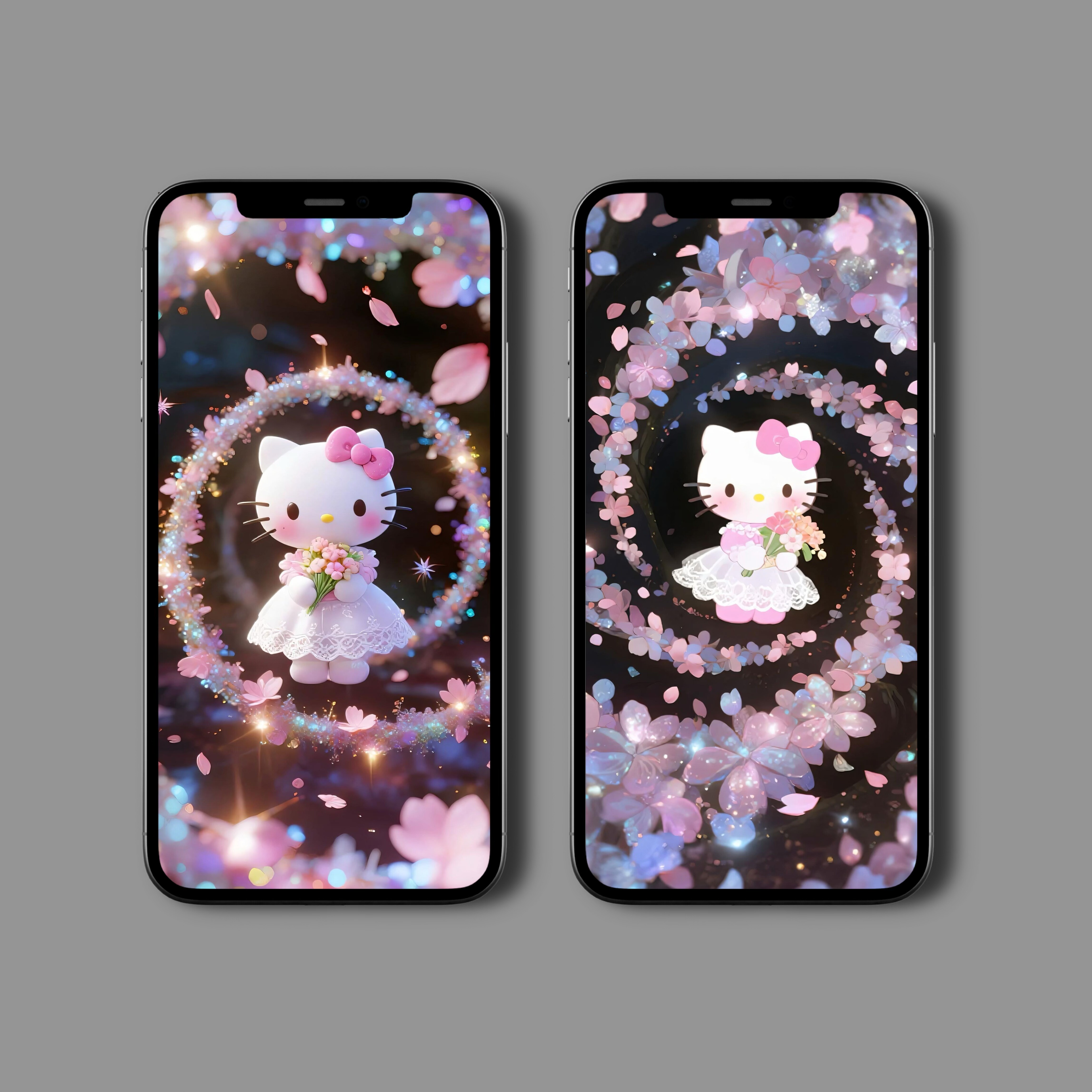 46张黑色系helloKitty高清壁纸手机屏保粉嫩甜酷凯蒂猫质感