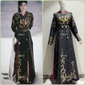 奇案唐宫白鹿白梦妍佩仪李唐制黑色白色圆领袍小袖 汉服女扮男 古装