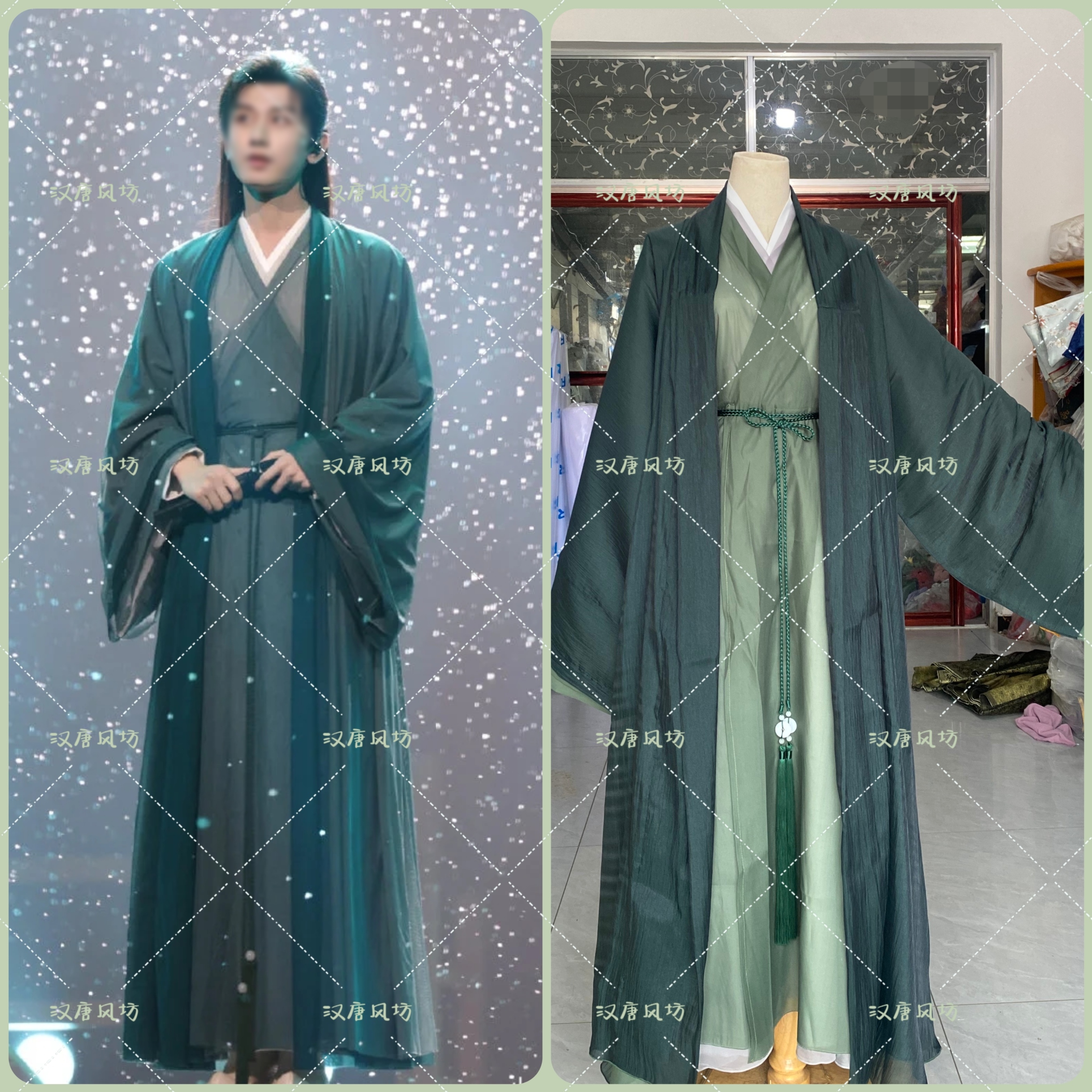 楼莲花成毅莲花李相宜李墨绿色公子哥简便版常服古装汉服COS演出