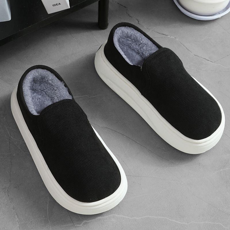 老北京棉鞋女冬季加绒保暖一脚蹬懒人鞋踩屎感时尚厚底休闲开车鞋