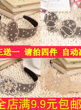 韩版蕾丝发箍长刘海魔法贴
