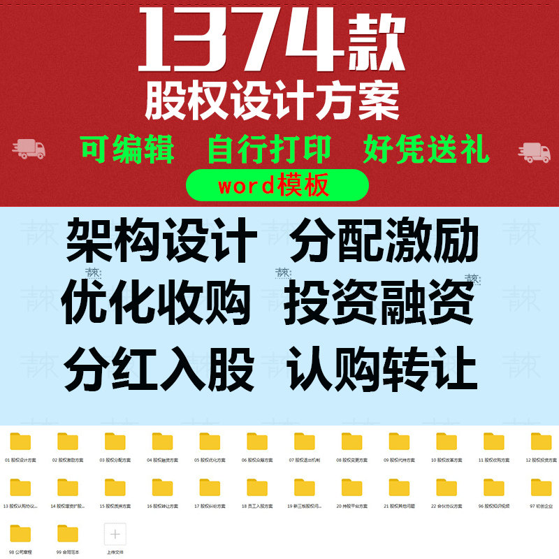 企业公司合伙入股转让范本资料股权激励分配顶层架构设计word方案