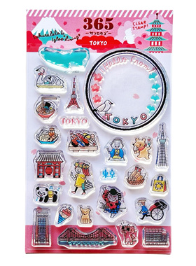 包邮现货日本sakuralala透明印章 Tokyo 东京 旅游主题