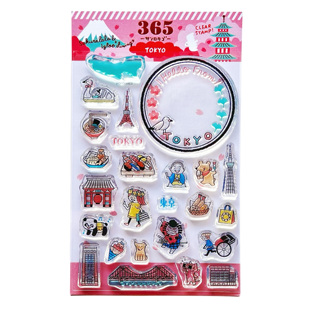 包邮现货日本sakuralala透明印章 Tokyo 东京 旅游主题