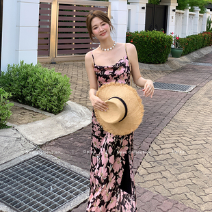 今年流行爆款 開叉長裙子 新款 DPLAY海邊度假吊帶連衣裙女2025夏季