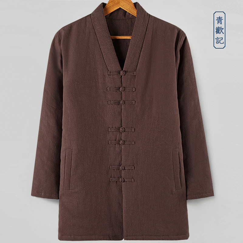 禅茶居士棉服冬季加厚中长款男士唐装棉衣中国风复古宽松汉服外套,男装,唐装,淘宝优惠券,粉丝福利购,淘宝优惠卷
