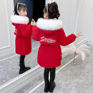 女童派克服棉服秋冬装2025新款韩版中大童冬装棉袄女孩洋气棉衣潮