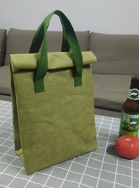 双提手防水加厚水洗牛皮纸保温饭盒袋储物便当袋