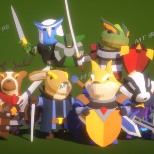 Animal UE5.0虚幻5.0卡通风格 化动物骑士角色动画模型Knight