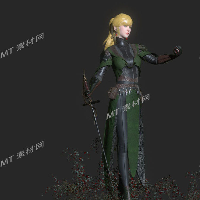 UE5虚幻5次世代中世纪女战士剑士角色动画模型ESM Aida S1