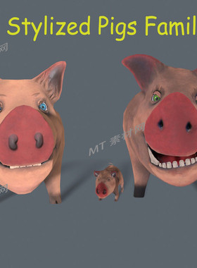 UE5.0虚幻5.0卡通风格化可爱动物野猪角色动画模型Stylized Pig